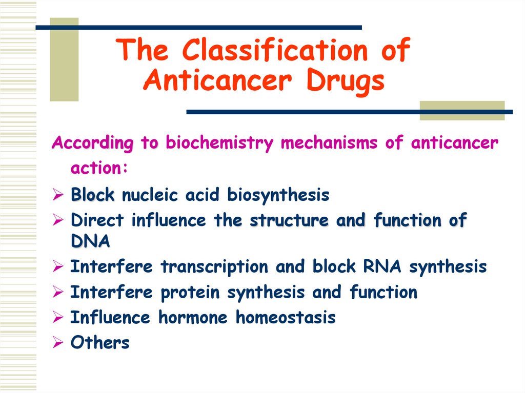 The Classification of Anticancer Drugs