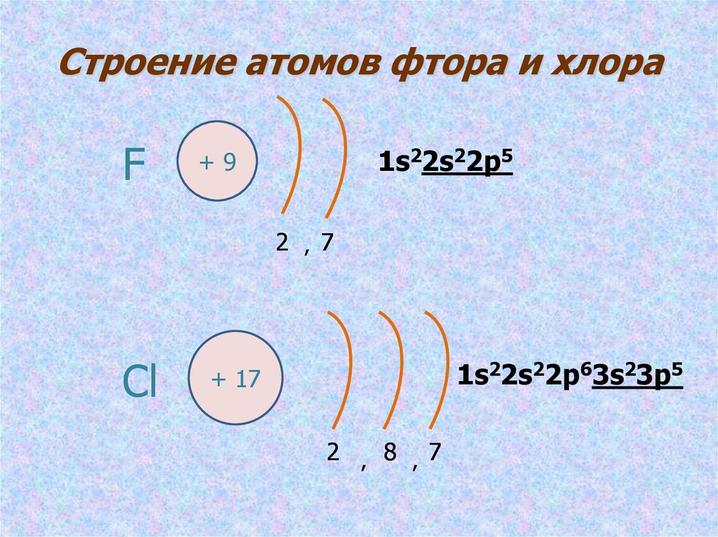 Строение атомов фтора и хлора
