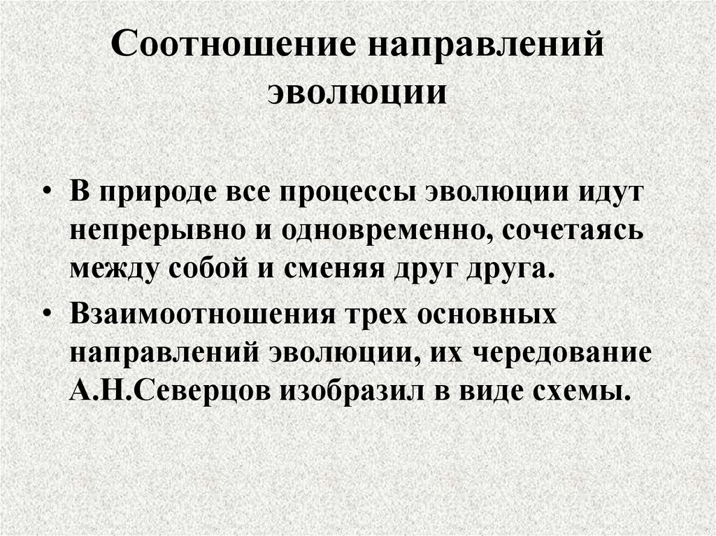 Соотношение направлений эволюции