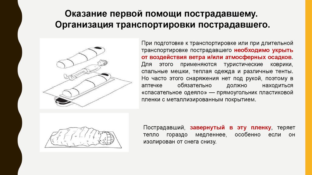 Оказание первой помощи пострадавшему. Организация транспортировки пострадавшего.