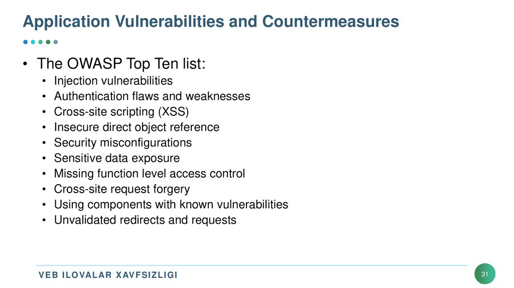 Application Vulnerabilities and Countermeasures