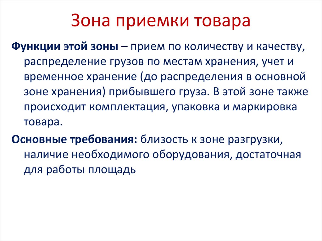 Зона приемки товара