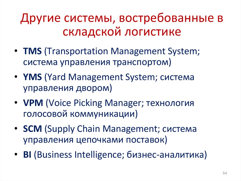 Другие системы, востребованные в складской логистике