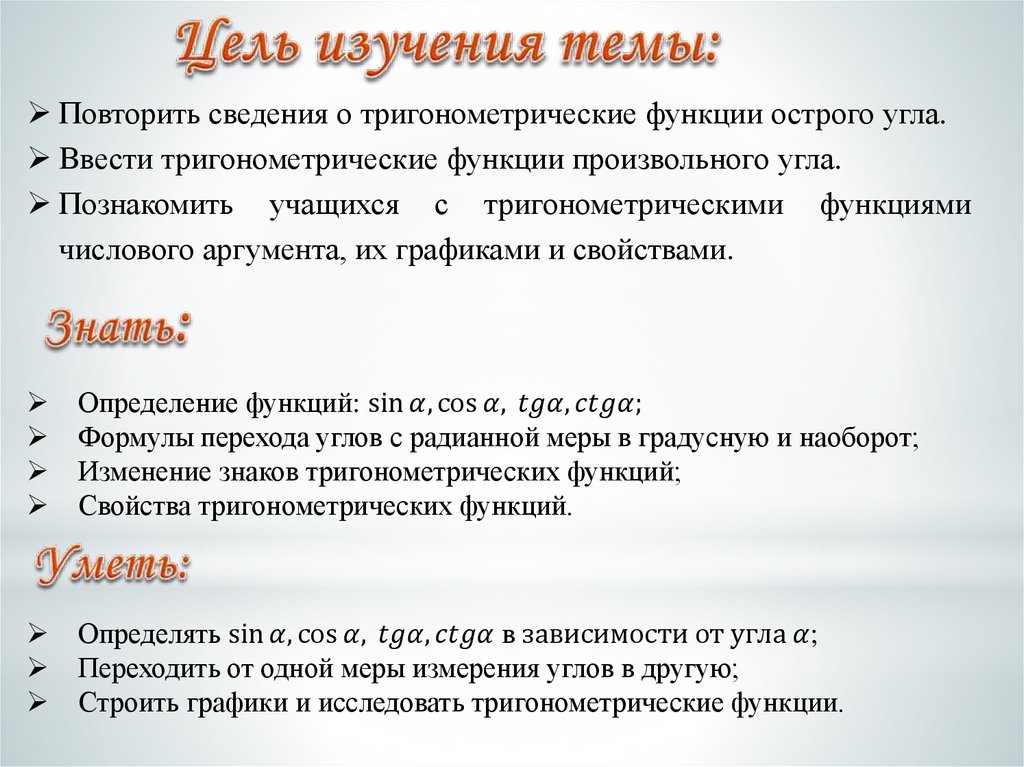 Цель изучения темы: