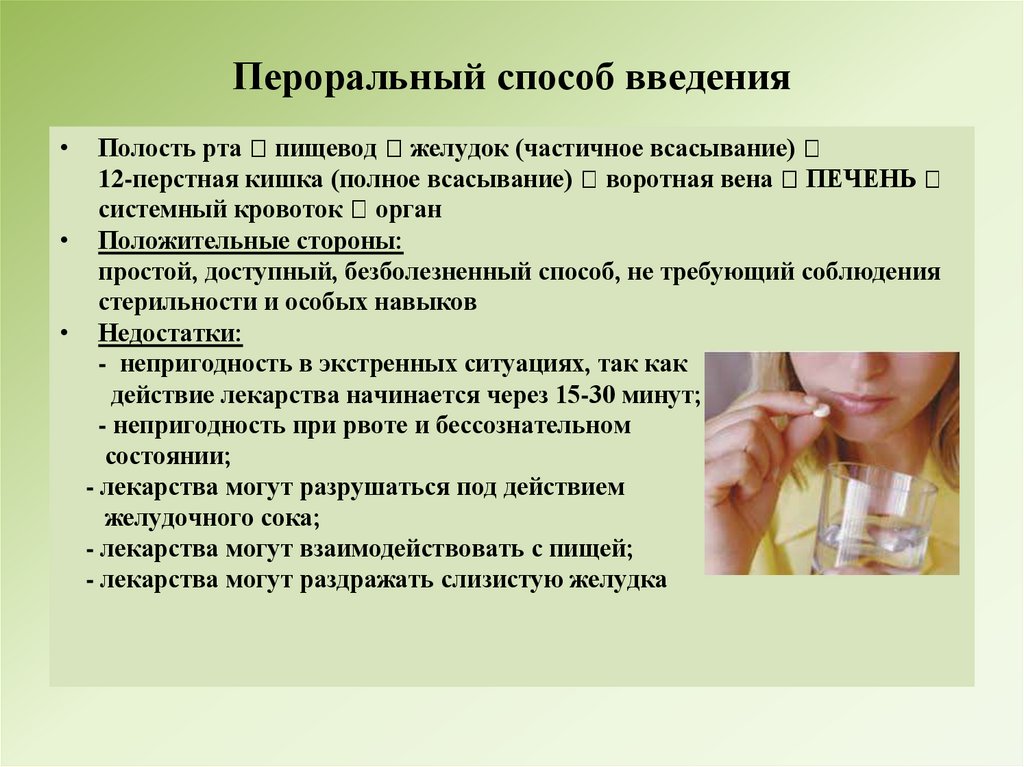 Пероральный способ введения