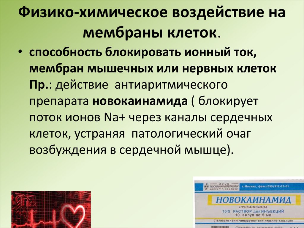 Физико-химическое воздействие на мембраны клеток.