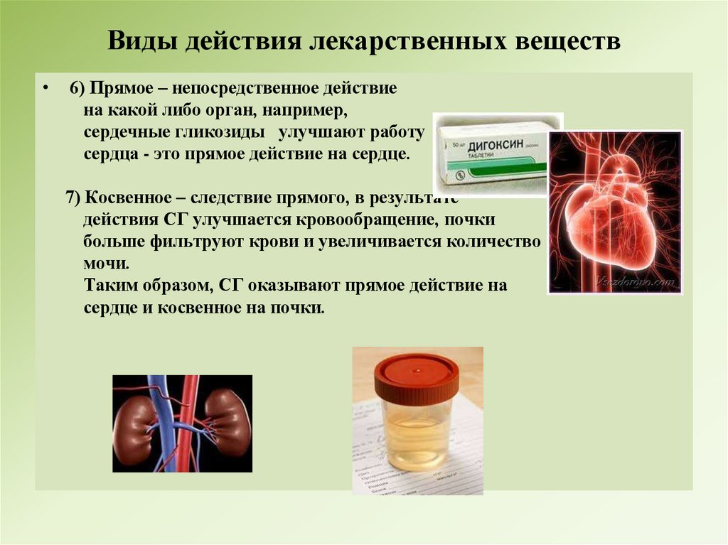 Виды действия лекарственных веществ