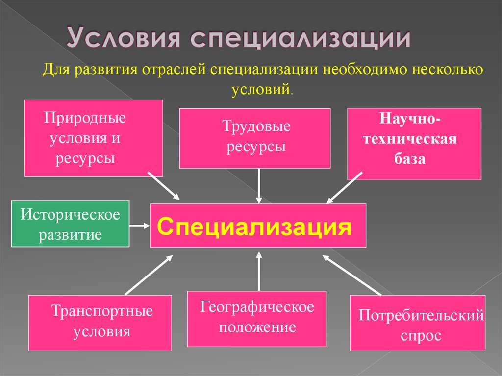 Условия специализации