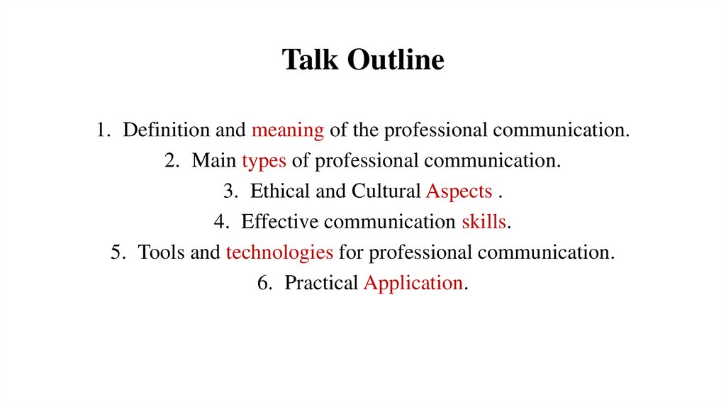Talk Outline