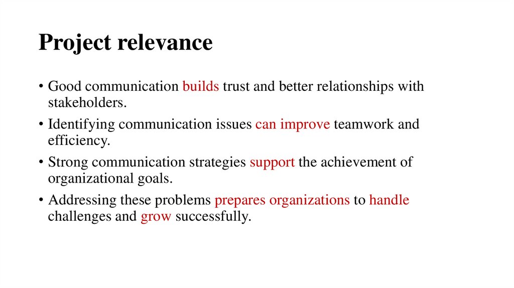 Project relevance