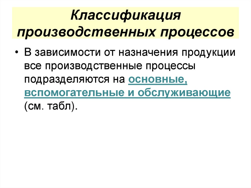 Классификация производственных процессов