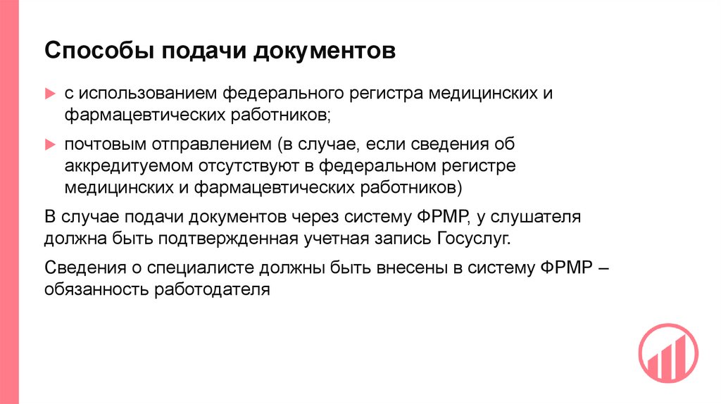 Способы подачи документов