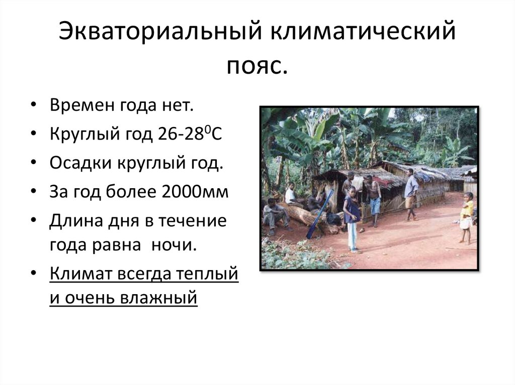 Экваториальный климатический пояс.