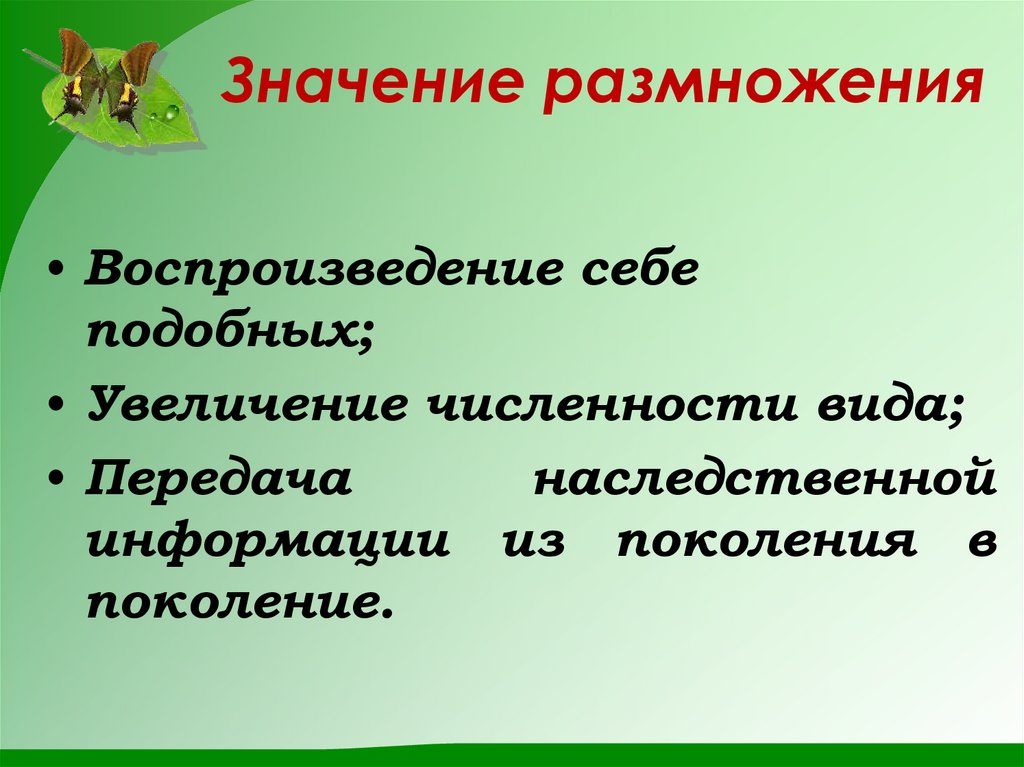 Значение размножения