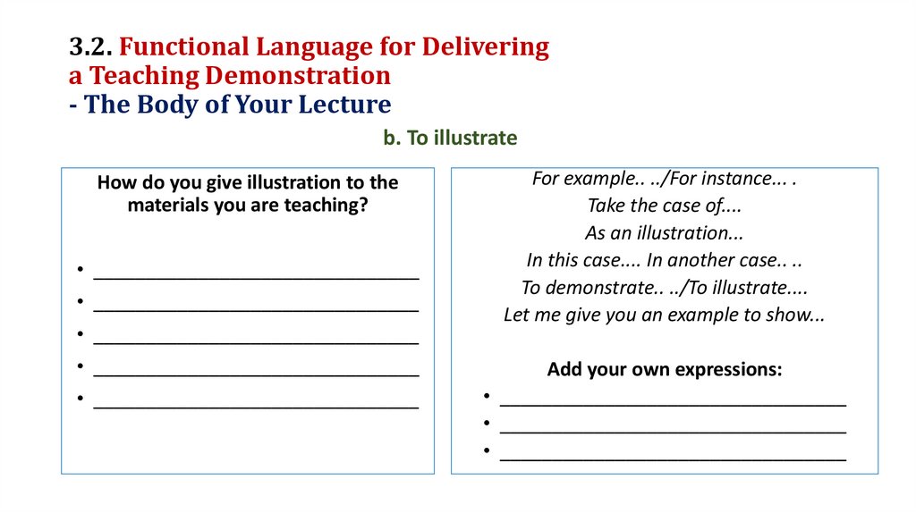 3.2. Functional Language for Delivering a Teaching Demonstration - The Body of Your Lecture