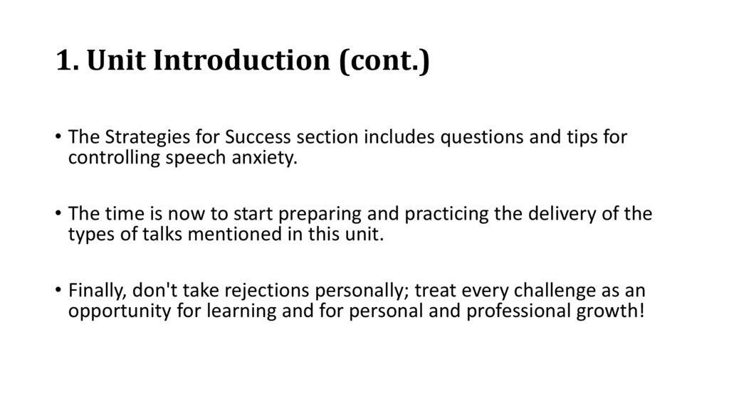 1. Unit Introduction (cont.)