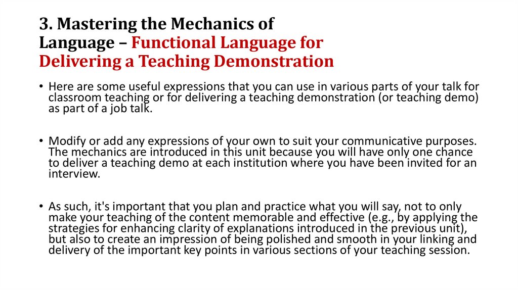 3. Mastering the Mechanics of Language – Functional Language for Delivering a Teaching Demonstration