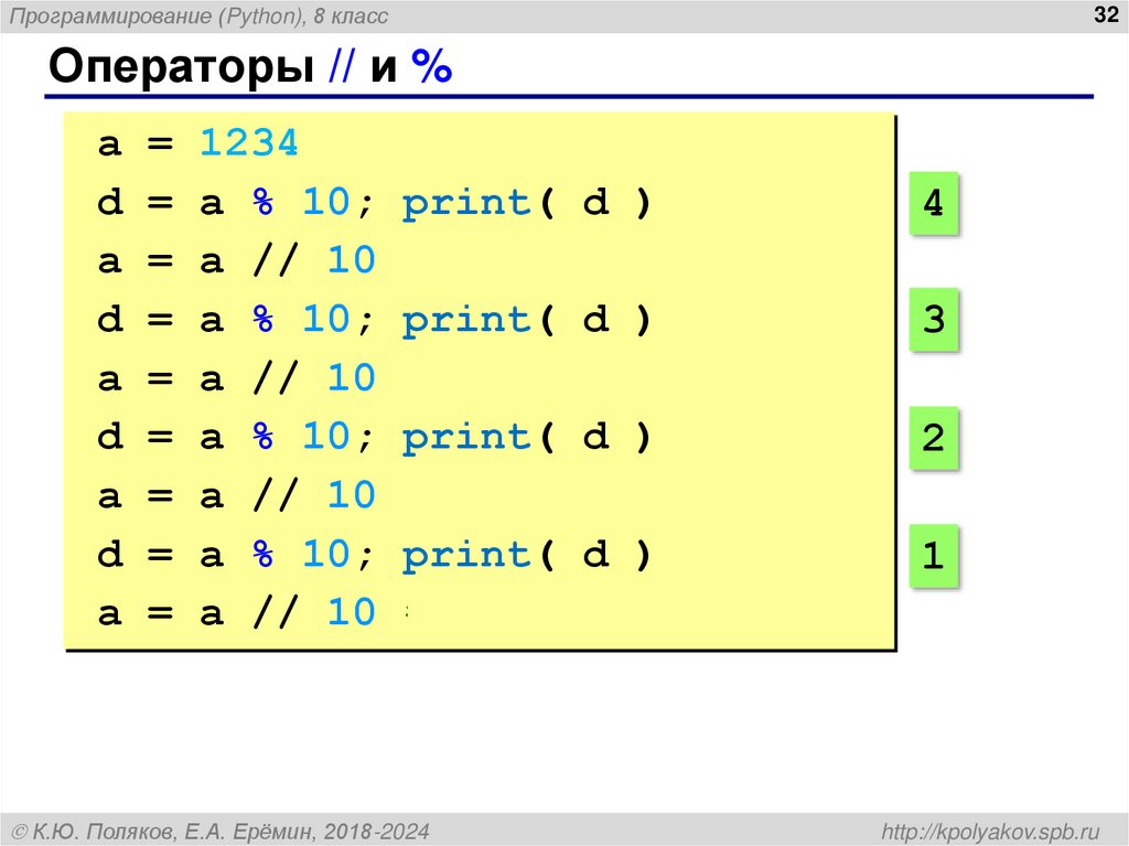 Операторы // и %