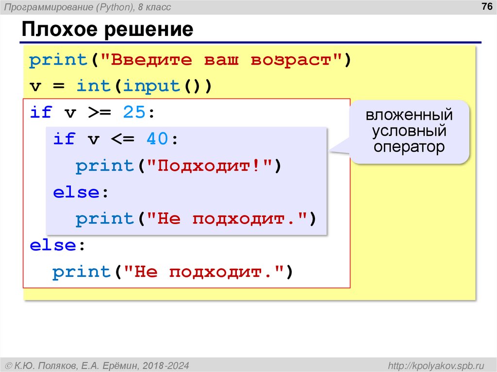 Плохое решение