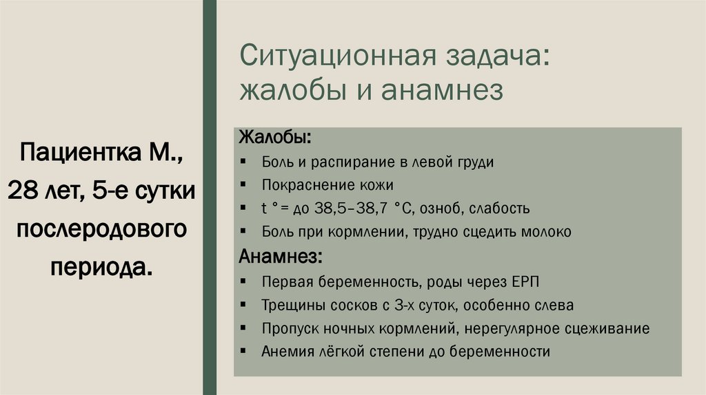 Ситуационная задача: жалобы и анамнез