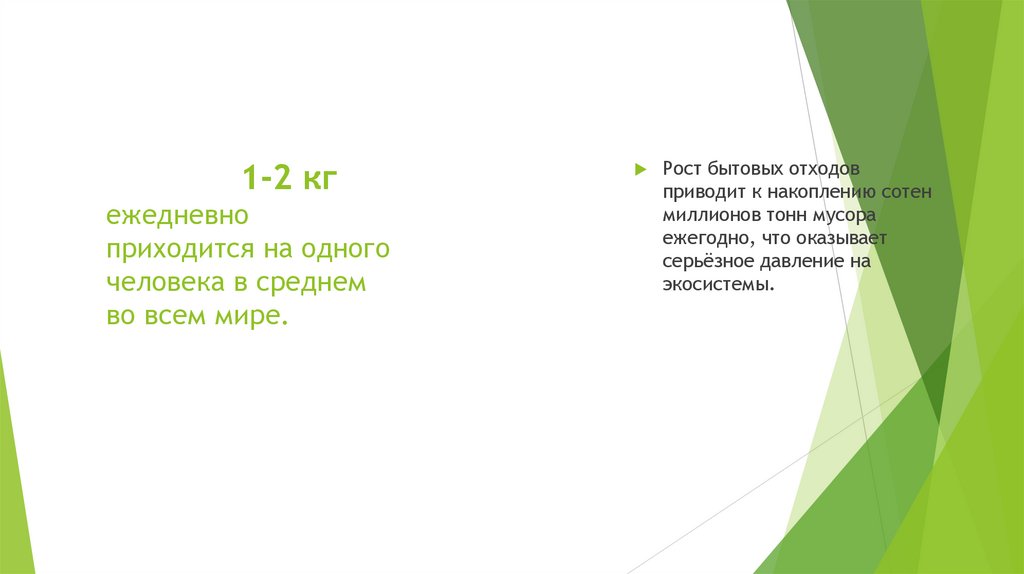 1-2 кг ежедневно приходится на одного человека в среднем во всем мире.