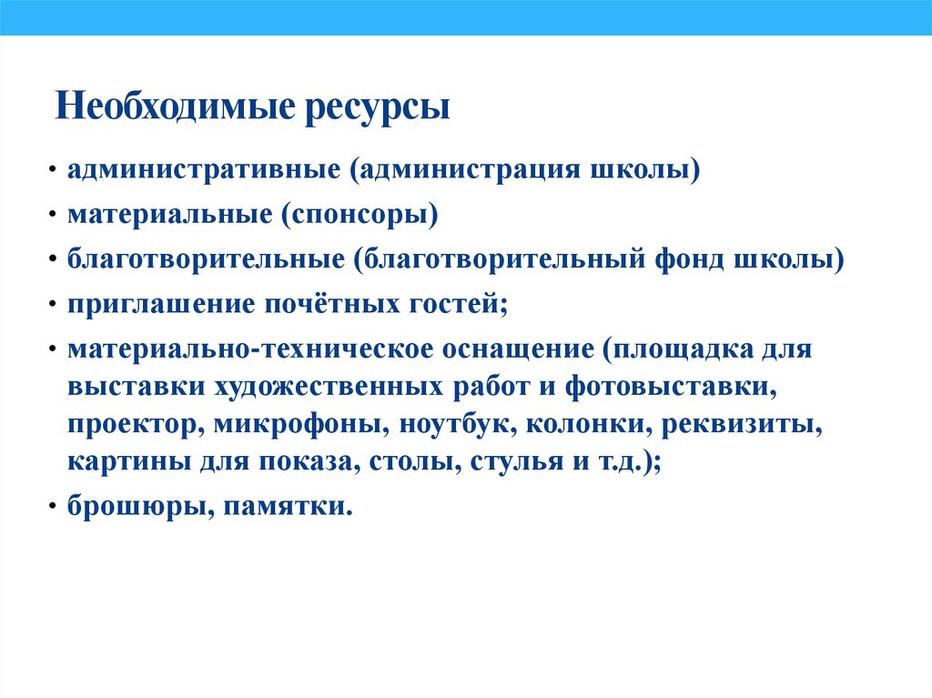 Необходимые ресурсы