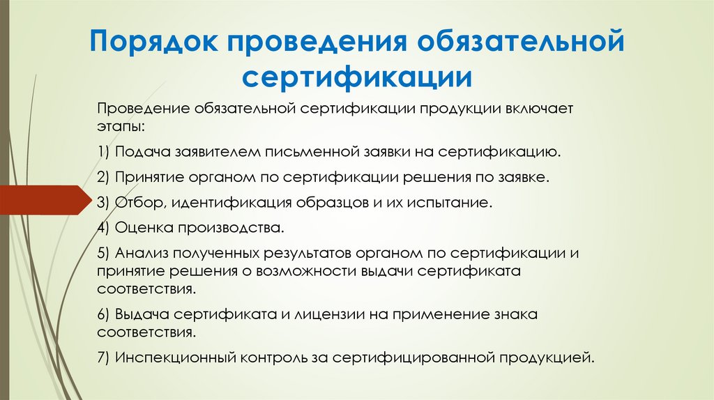 Порядок проведения обязательной сертификации