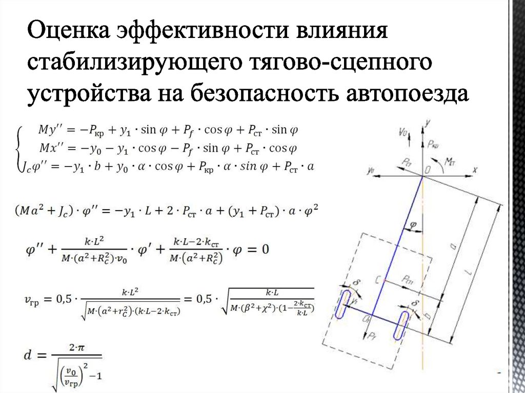 Оценка эффективности влияния стабилизирующего тягово-сцепного устройства на безопасность автопоезда