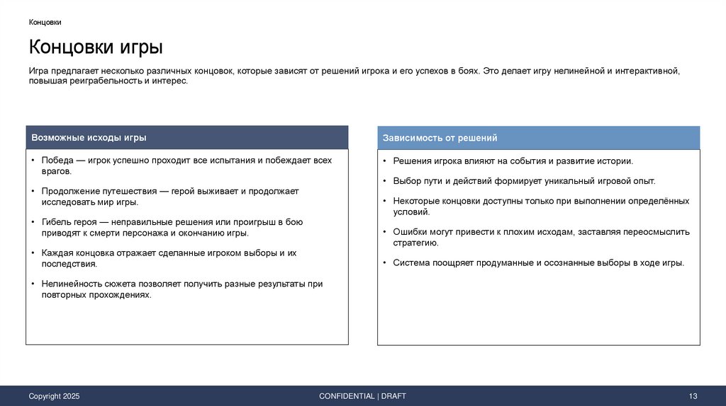 Концовки игры