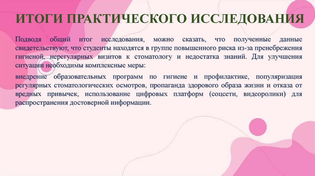 ИТОГИ ПРАКТИЧЕСКОГО ИССЛЕДОВАНИЯ