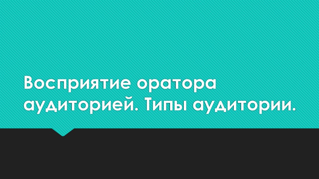 Восприятие оратора аудиторией. Типы аудитории.