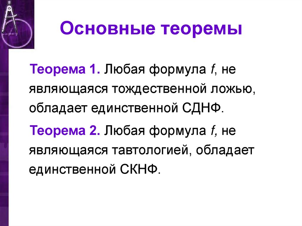 Основные теоремы