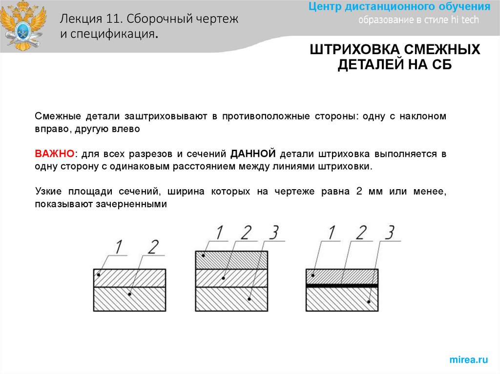 ШТРИХОВКА СМЕЖНЫХ ДЕТАЛЕЙ НА СБ