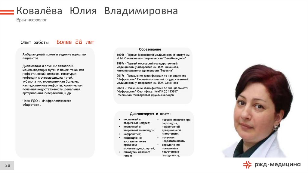 Ковалёва Юлия Владимировна Врач-нефролог