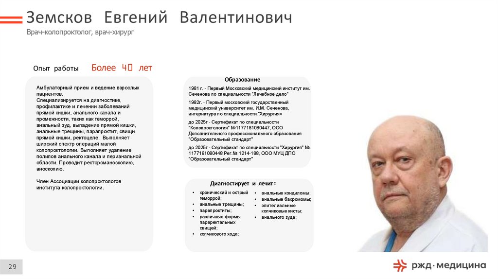Земсков Евгений Валентинович Врач-колопроктолог, врач-хирург