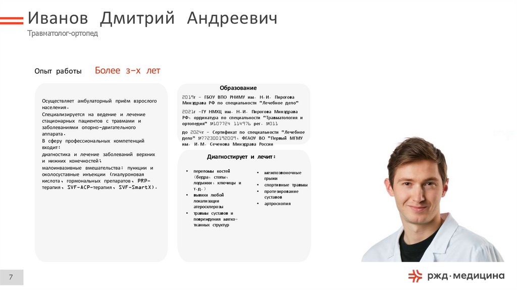 Иванов Дмитрий Андреевич Травматолог-ортопед