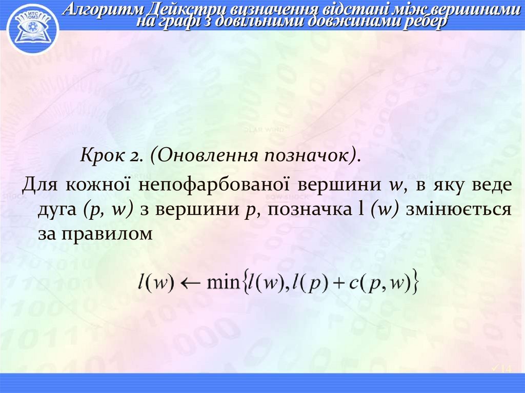 Алгоритм Дейкстри визначення відстані між вершинами на графі з довільними довжинами ребер