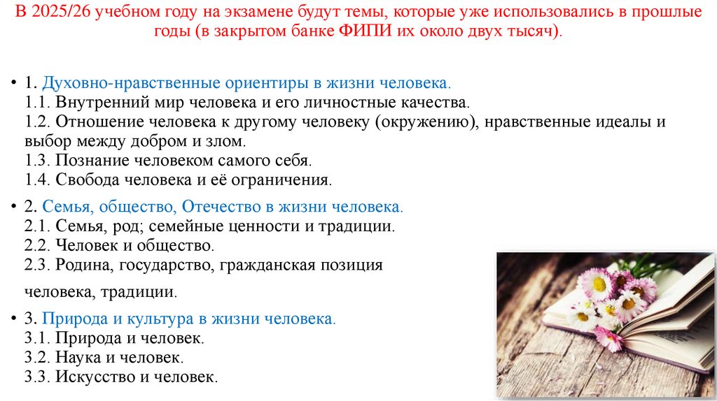 В 2025/26 учебном году на экзамене будут темы, которые уже использовались в прошлые годы (в закрытом банке ФИПИ их около двух