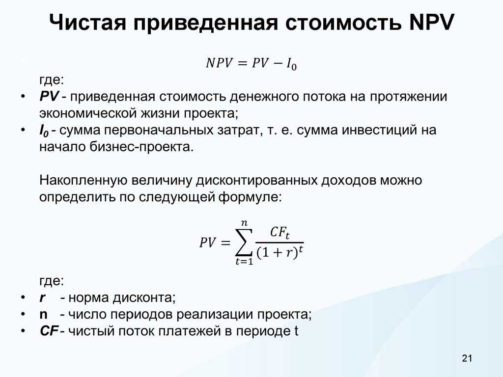 Чистая приведенная стоимость NPV