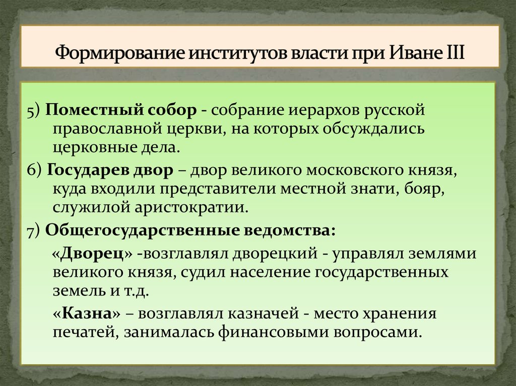 Формирование институтов власти при Иване III