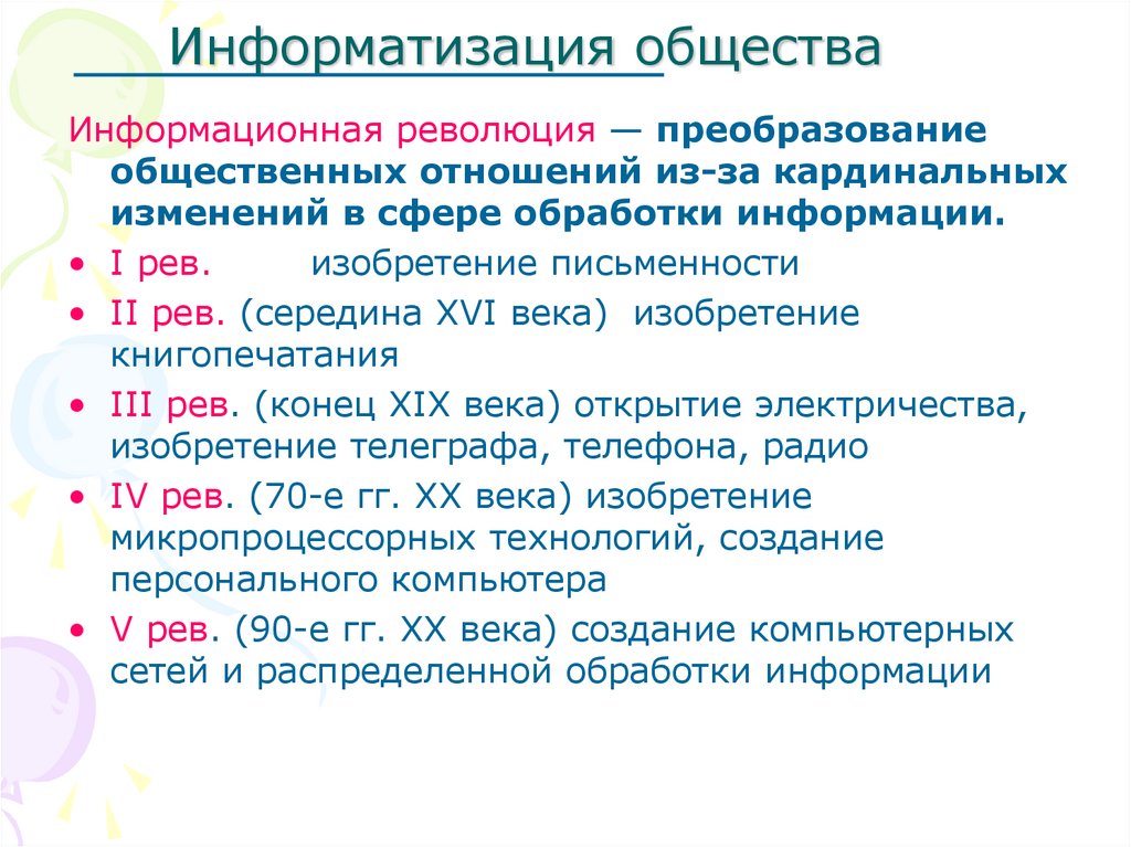 Информатизация общества