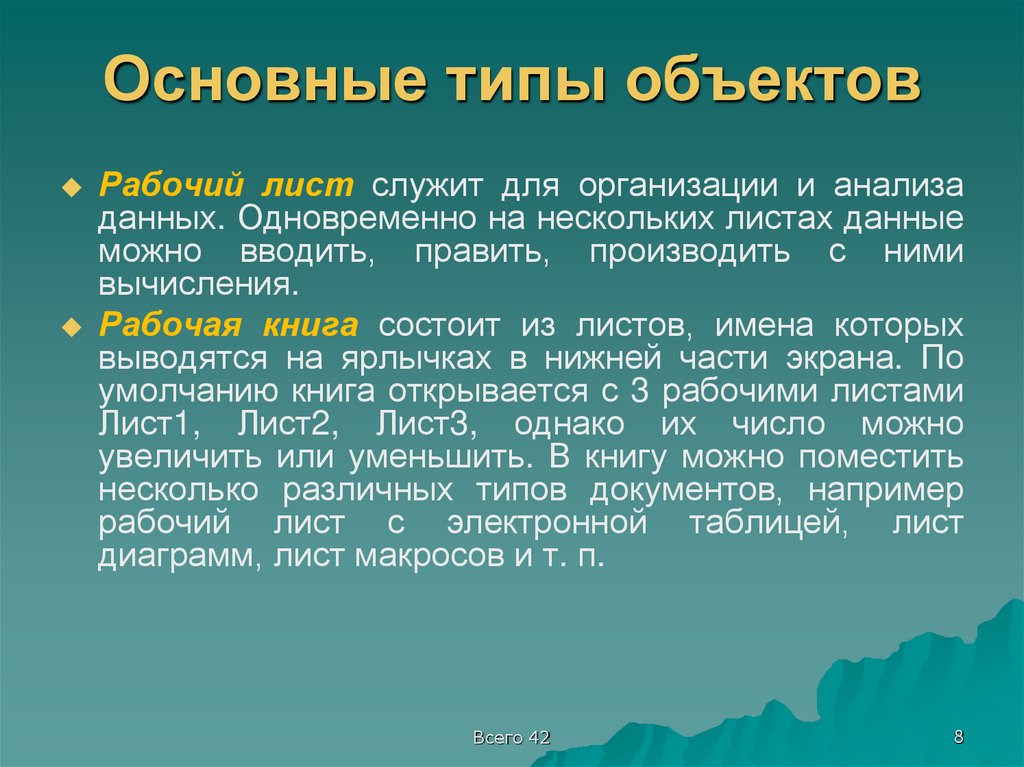 Основные типы объектов