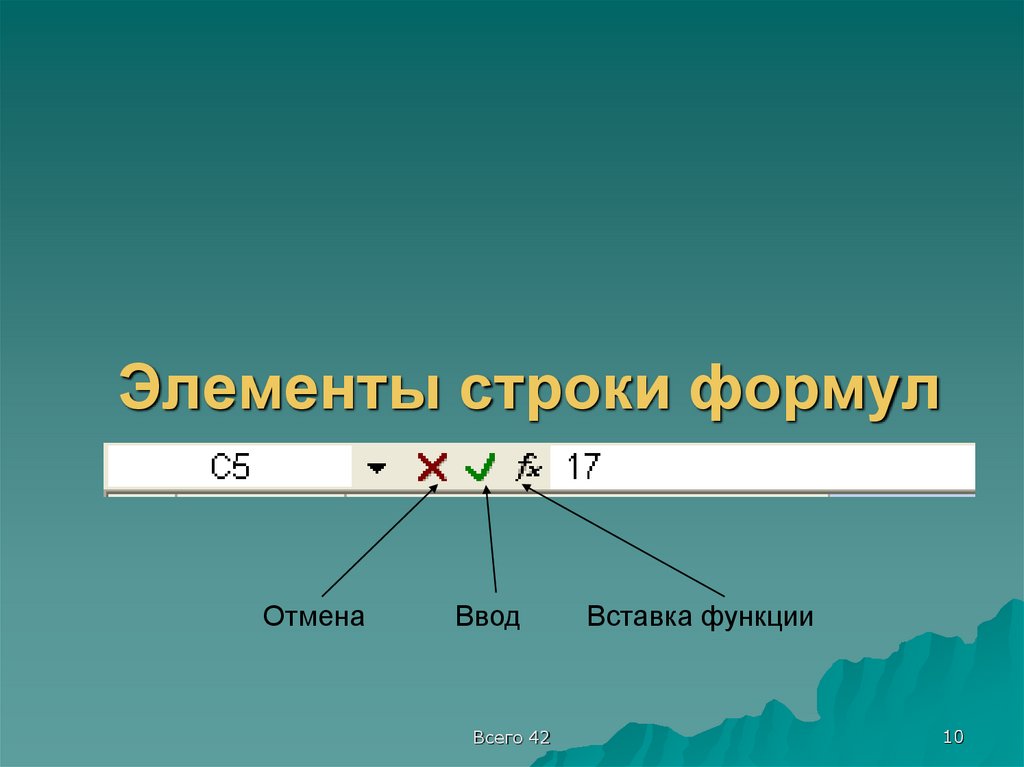 Элементы строки формул