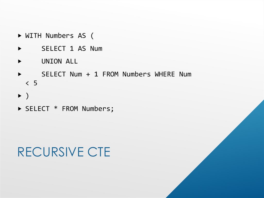 Recursive CTE