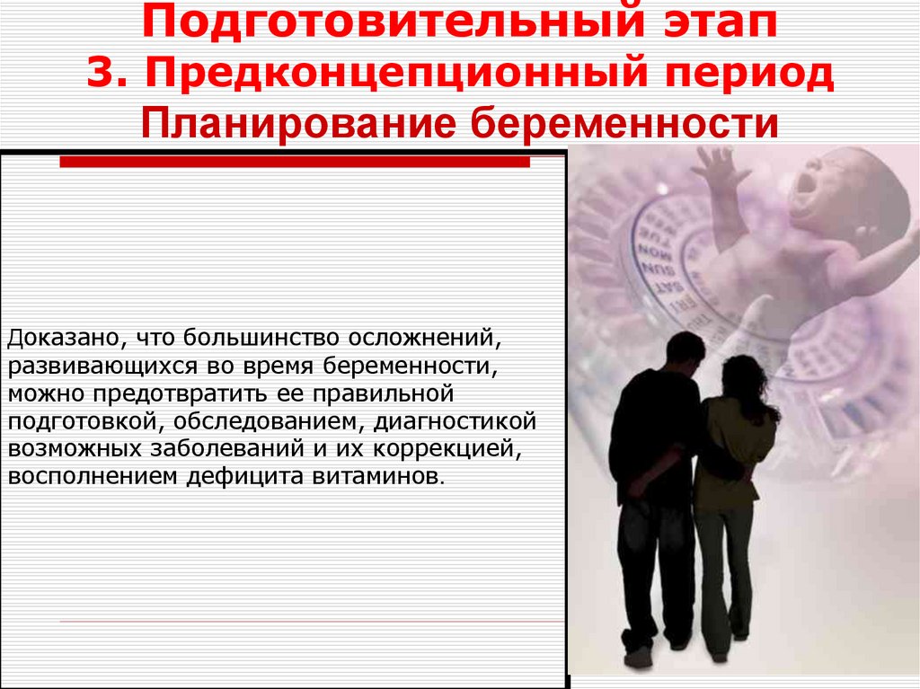 Подготовительный этап 3. Предконцепционный период Планирование беременности