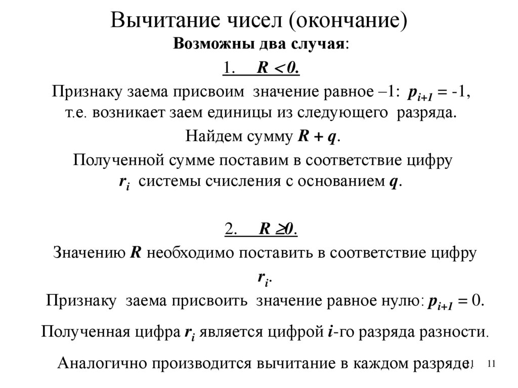 Вычитание чисел (окончание)