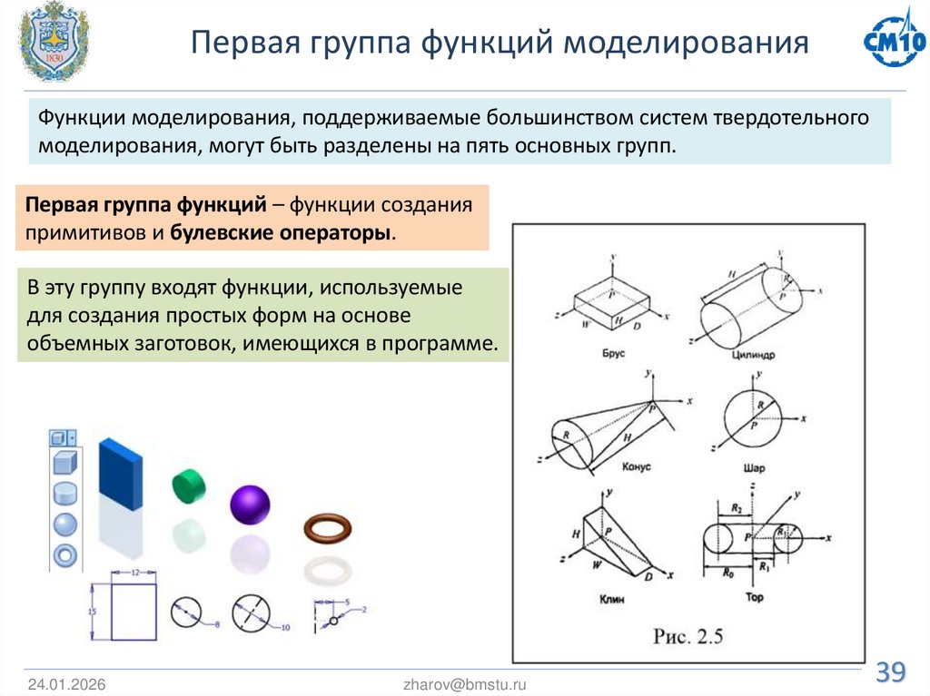 Первая группа функций моделирования