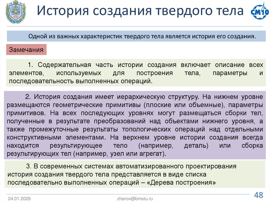 История создания твердого тела