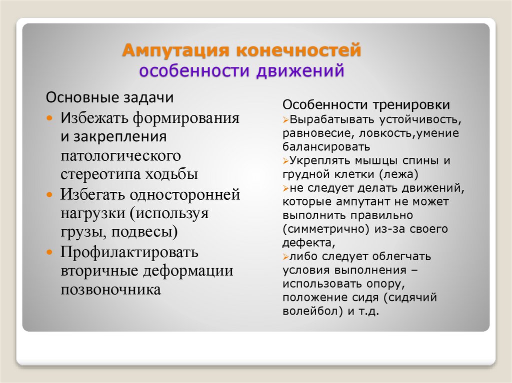Ампутация конечностей особенности движений