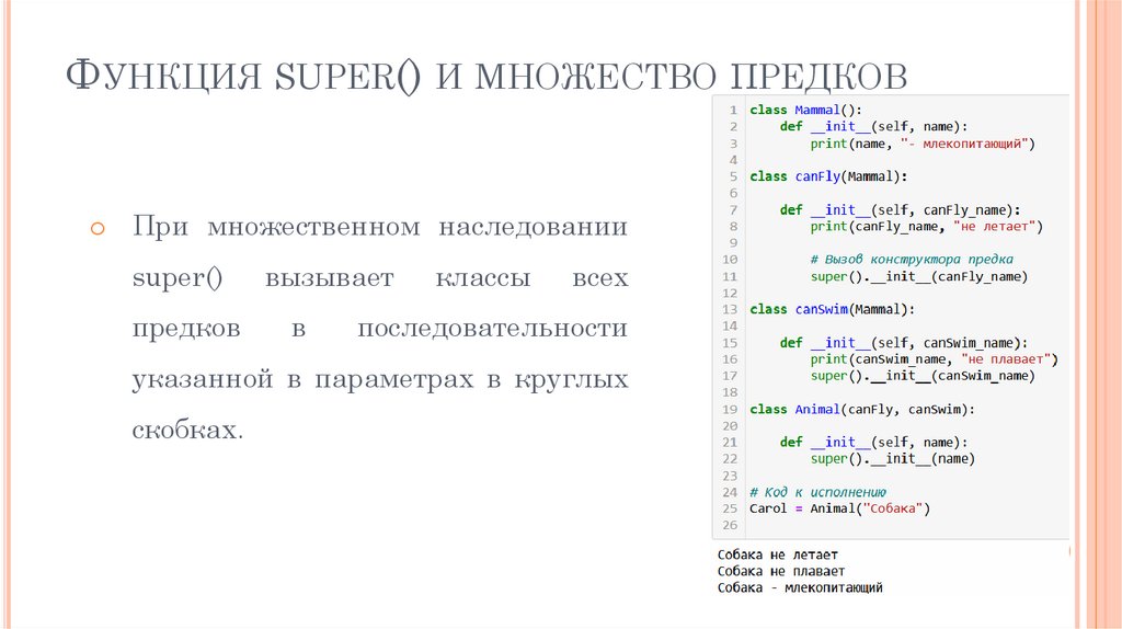 Функция super() и множество предков